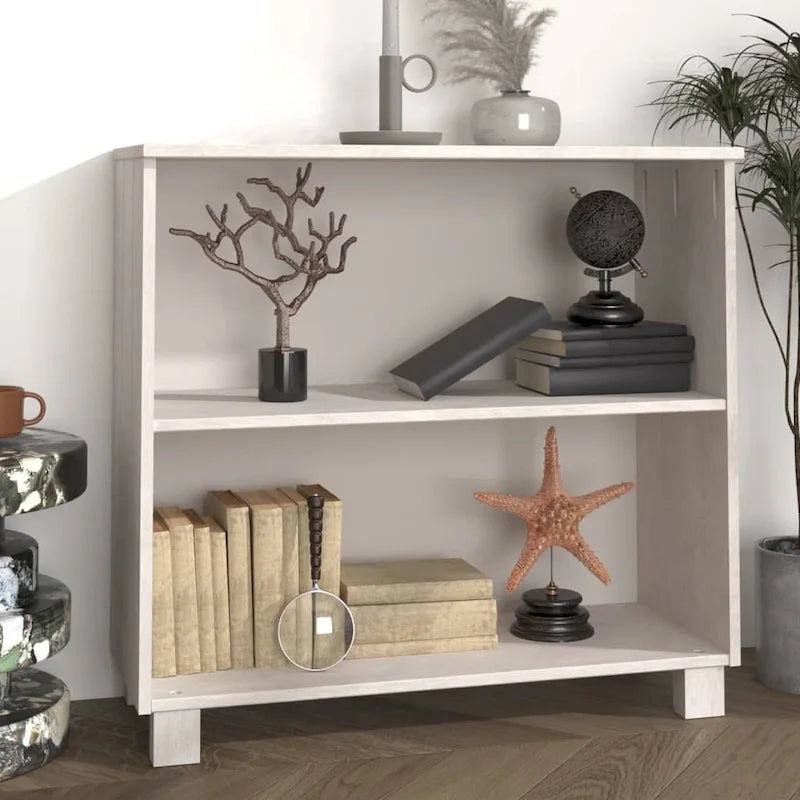 Buffet en pin massif et MDF gris foncé/marron miel/blanc avec 2 étagères ouvertes et fixation murale