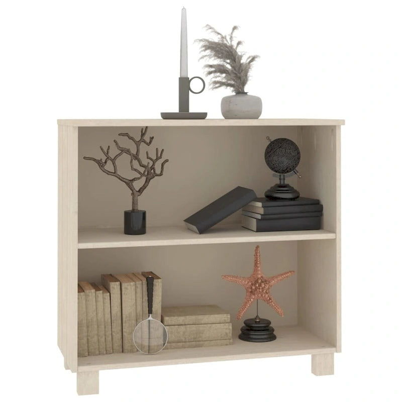 Buffet en pin massif et MDF gris foncé/marron miel/blanc avec 2 étagères ouvertes et fixation murale