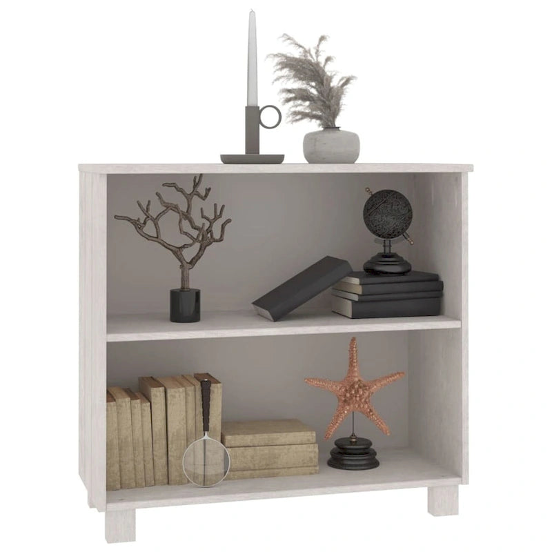 Buffet en pin massif et MDF gris foncé/marron miel/blanc avec 2 étagères ouvertes et fixation murale