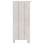 Buffet en pin massif et MDF gris foncé/marron miel/blanc avec 2 étagères ouvertes et fixation murale