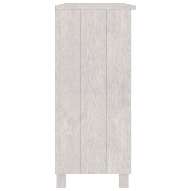 Buffet en pin massif et MDF gris foncé/marron miel/blanc avec 2 étagères ouvertes et fixation murale