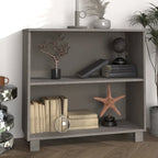 Buffet en pin massif et MDF gris foncé/marron miel/blanc avec 2 étagères ouvertes et fixation murale