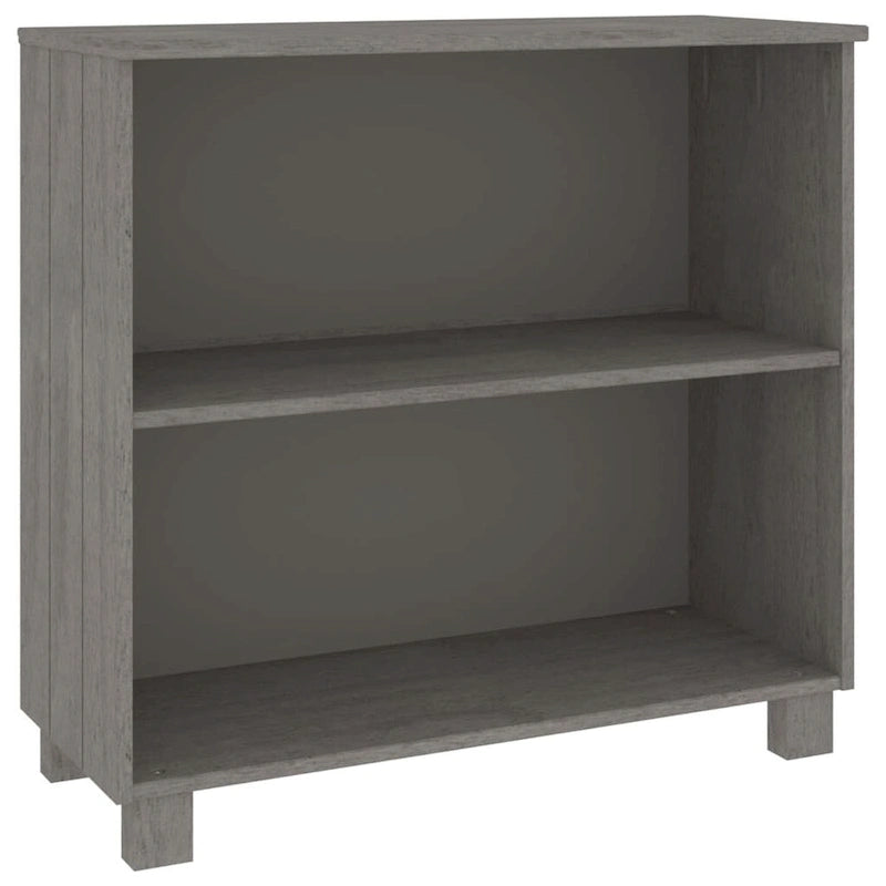 Buffet en pin massif et MDF gris foncé/marron miel/blanc avec 2 étagères ouvertes et fixation murale