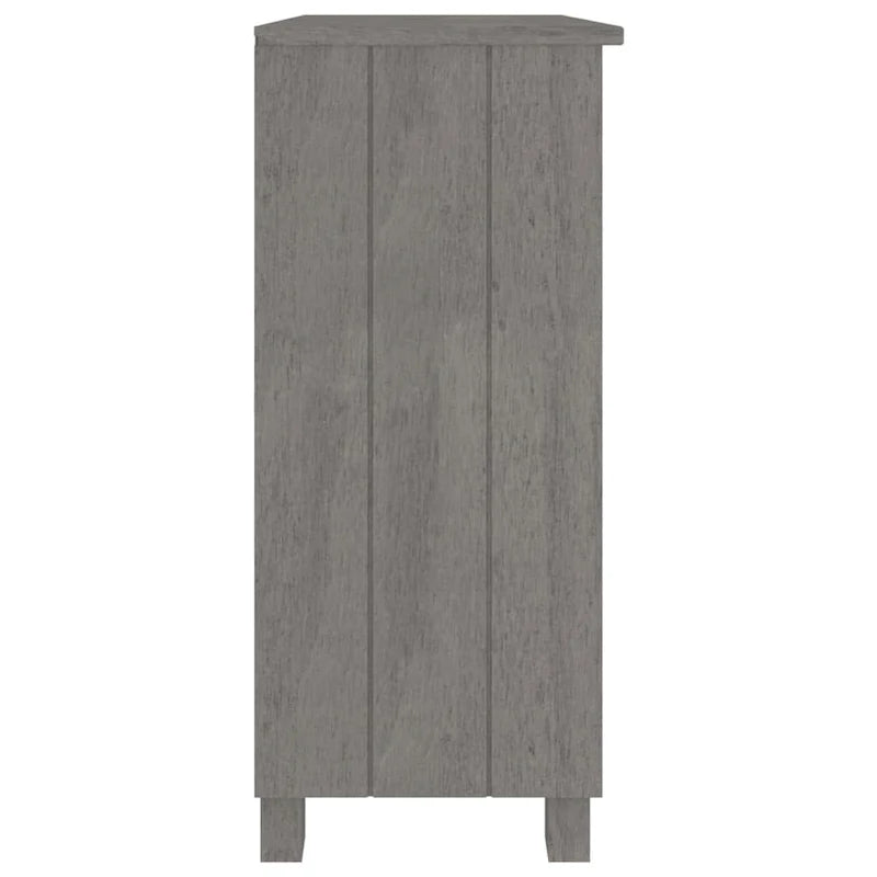 Buffet en pin massif et MDF gris foncé/marron miel/blanc avec 2 étagères ouvertes et fixation murale