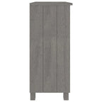 Buffet en pin massif et MDF gris foncé/marron miel/blanc avec 2 étagères ouvertes et fixation murale
