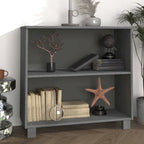 Buffet en pin massif et MDF gris foncé/marron miel/blanc avec 2 étagères ouvertes et fixation murale