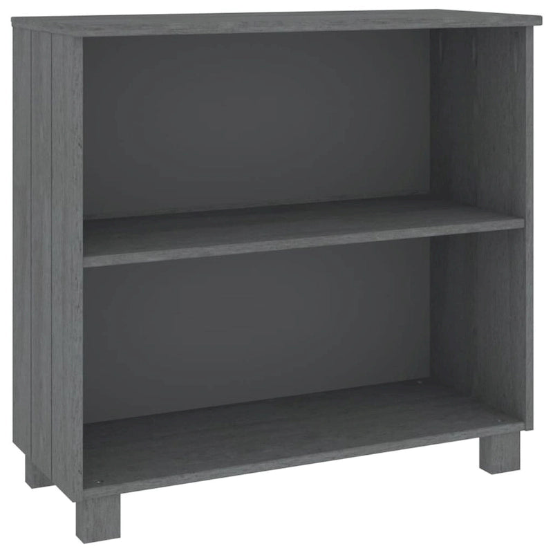 Buffet en pin massif et MDF gris foncé/marron miel/blanc avec 2 étagères ouvertes et fixation murale