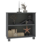 Buffet en pin massif et MDF gris foncé/marron miel/blanc avec 2 étagères ouvertes et fixation murale