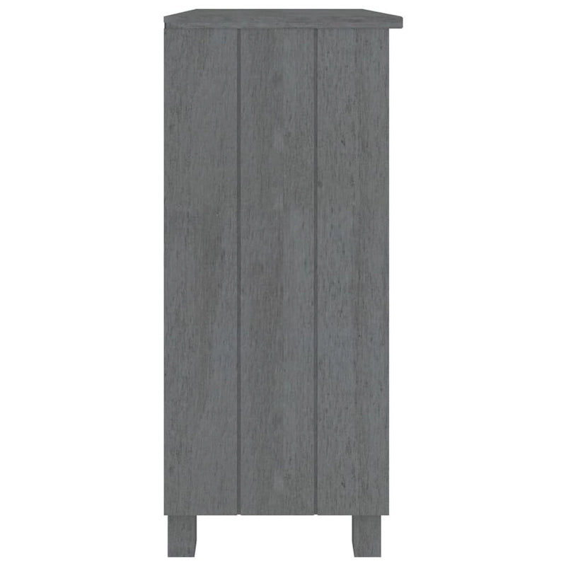 Buffet en pin massif et MDF gris foncé/marron miel/blanc avec 2 étagères ouvertes et fixation murale