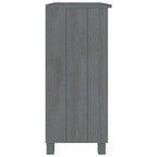 Buffet en pin massif et MDF gris foncé/marron miel/blanc avec 2 étagères ouvertes et fixation murale
