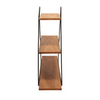 Étagère murale triangulaire en métal noir et marron avec 3 niveaux en bois