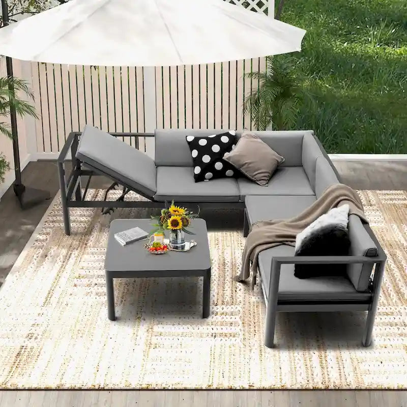 Ensemble de mobilier de patio Costway 3 pièces, fauteuils inclinables de jardin en aluminium – Voir détails