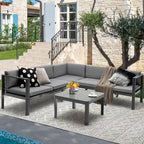 Ensemble de mobilier de patio Costway 3 pièces, fauteuils inclinables de jardin en aluminium – Voir détails