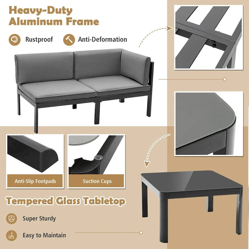 Ensemble de mobilier de patio Costway 3 pièces, fauteuils inclinables de jardin en aluminium – Voir détails