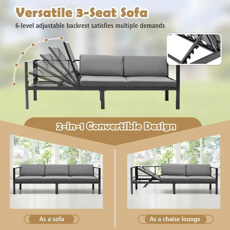 Ensemble de mobilier de patio Costway 3 pièces, fauteuils inclinables de jardin en aluminium – Voir détails