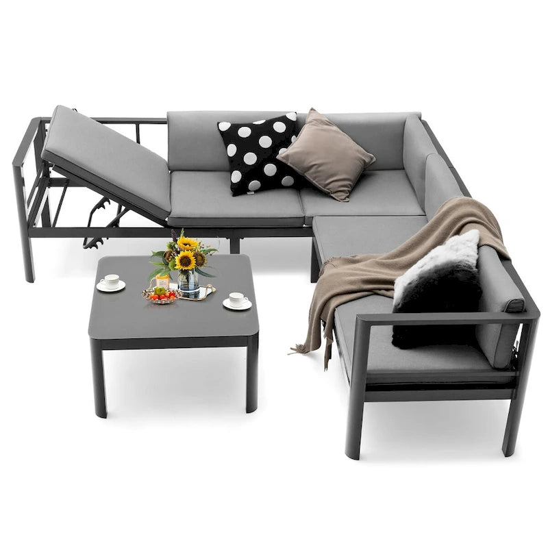 Ensemble de mobilier de patio Costway 3 pièces, fauteuils inclinables de jardin en aluminium – Voir détails