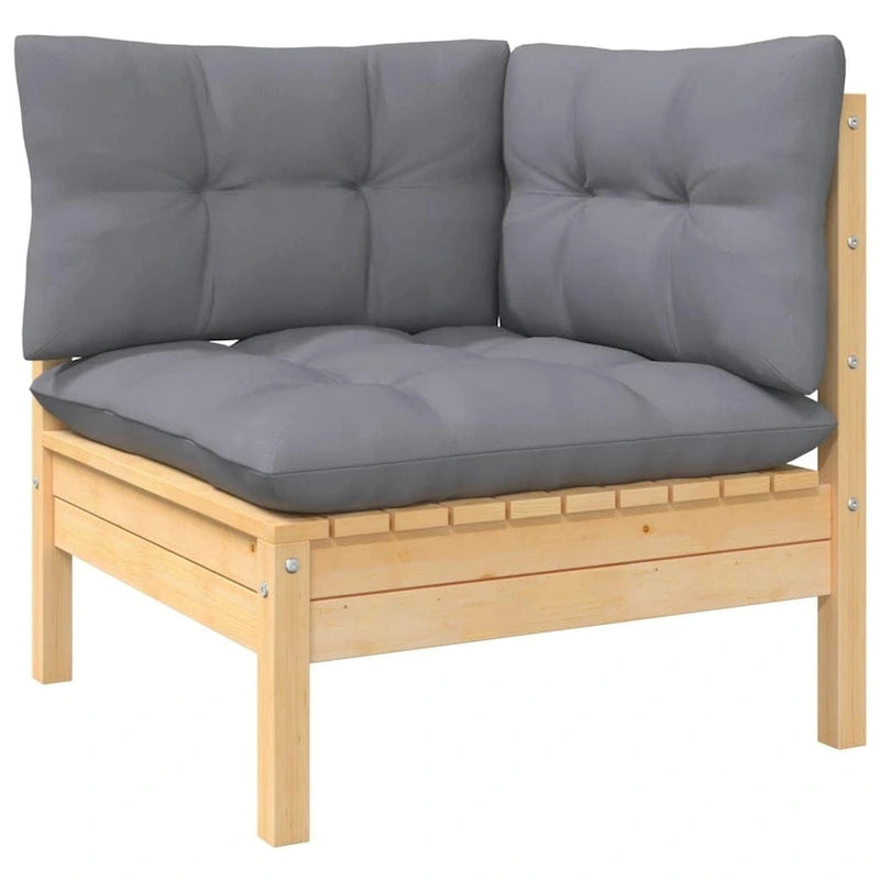 vidaXL Salon de jardin 10 pièces en pin massif avec coussins multicolores - 25 x 25 x 24.6