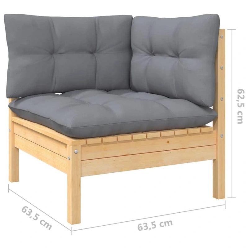 vidaXL Salon de jardin 10 pièces en pin massif avec coussins multicolores - 25 x 25 x 24.6
