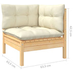vidaXL Salon de jardin 10 pièces en pin massif avec coussins multicolores - 25 x 25 x 24.6