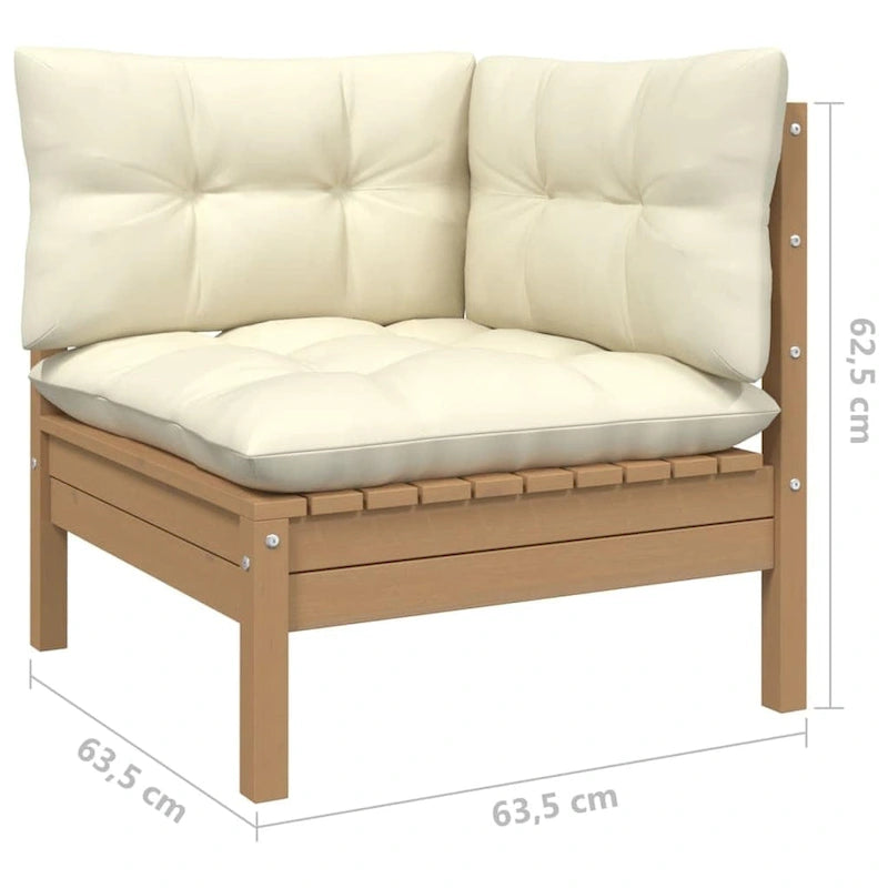 vidaXL Salon de jardin 10 pièces en pin massif avec coussins multicolores - 25 x 25 x 24.6
