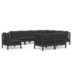vidaXL Salon de jardin 10 pièces en pin massif avec coussins multicolores - 25 x 25 x 24.6