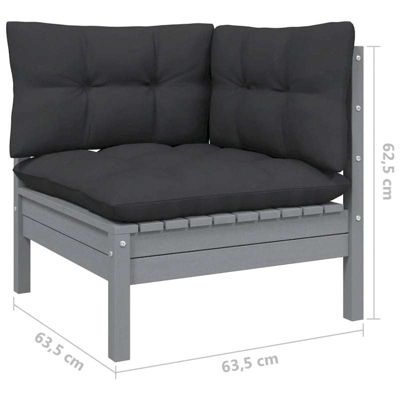 vidaXL Salon de jardin 10 pièces en pin massif avec coussins multicolores - 25 x 25 x 24.6