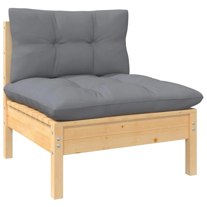 vidaXL Salon de jardin 12 pièces en pin massif avec coussins multicolores - 25 x 25 x 24,6