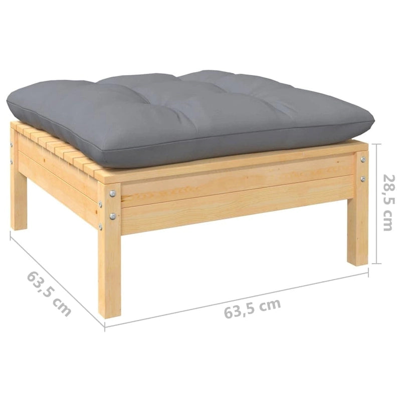 vidaXL Salon de jardin 12 pièces en pin massif avec coussins multicolores - 25 x 25 x 24,6