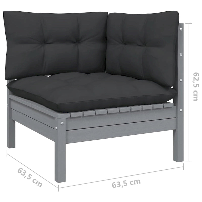 vidaXL Salon de jardin 12 pièces en pin massif avec coussins multicolores - 25 x 25 x 24,6