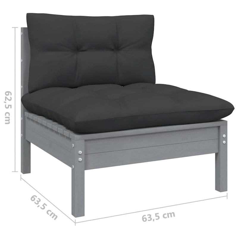 vidaXL Salon de jardin 12 pièces en pin massif avec coussins multicolores - 25 x 25 x 24,6