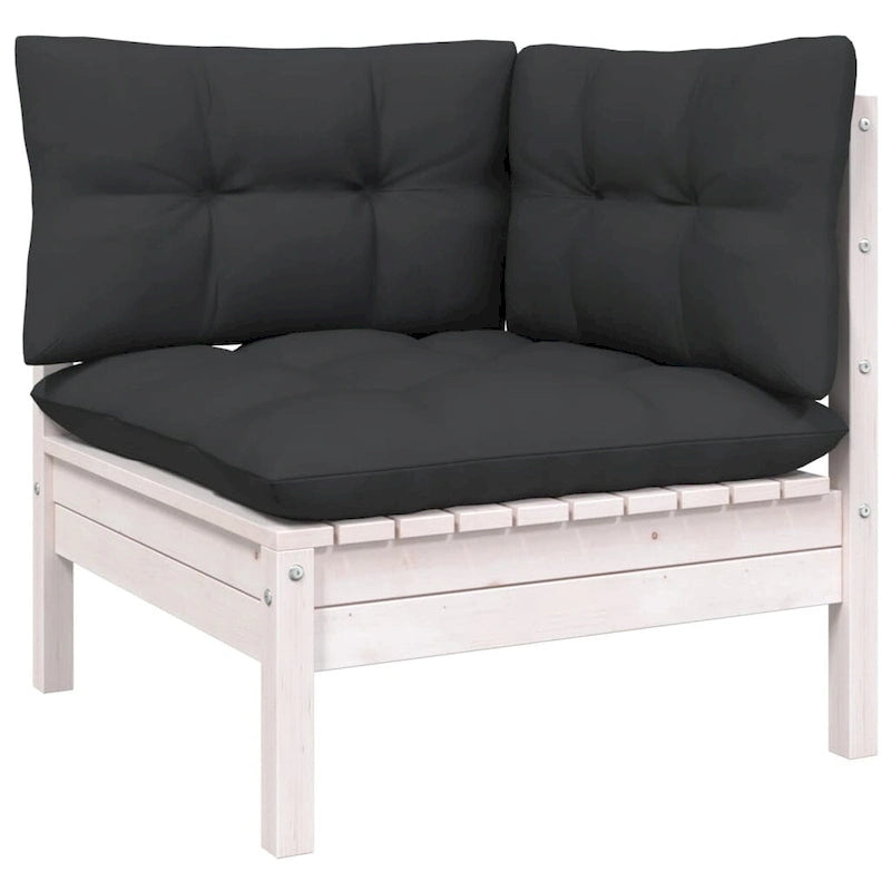 vidaXL Salon de jardin 12 pièces en pin massif avec coussins multicolores - 25 x 25 x 24,6