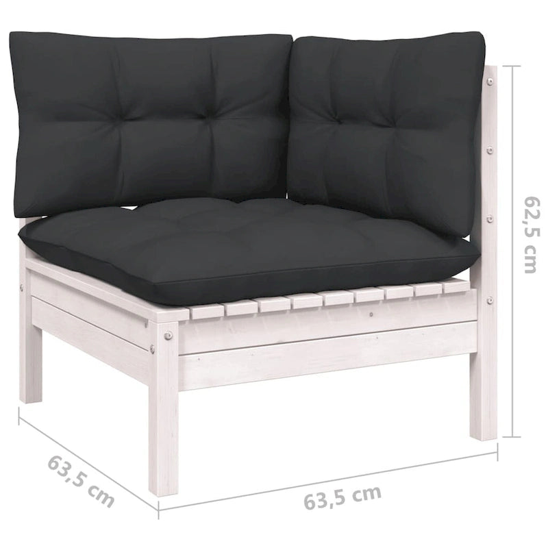 vidaXL Salon de jardin 12 pièces en pin massif avec coussins multicolores - 25 x 25 x 24,6