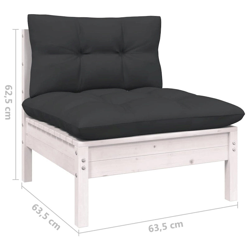 vidaXL Salon de jardin 12 pièces en pin massif avec coussins multicolores - 25 x 25 x 24,6