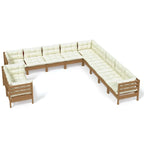 vidaXL Salon de jardin 12 pièces en pin massif avec coussins multicolores - 25 x 25 x 24,6