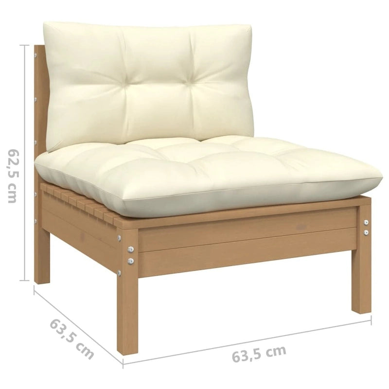 vidaXL Salon de jardin 12 pièces en pin massif avec coussins multicolores - 25 x 25 x 24,6