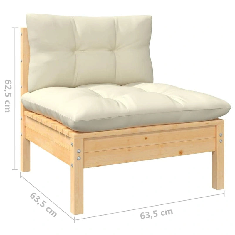 vidaXL Salon de jardin 12 pièces en pin massif avec coussins multicolores - 25 x 25 x 24,6