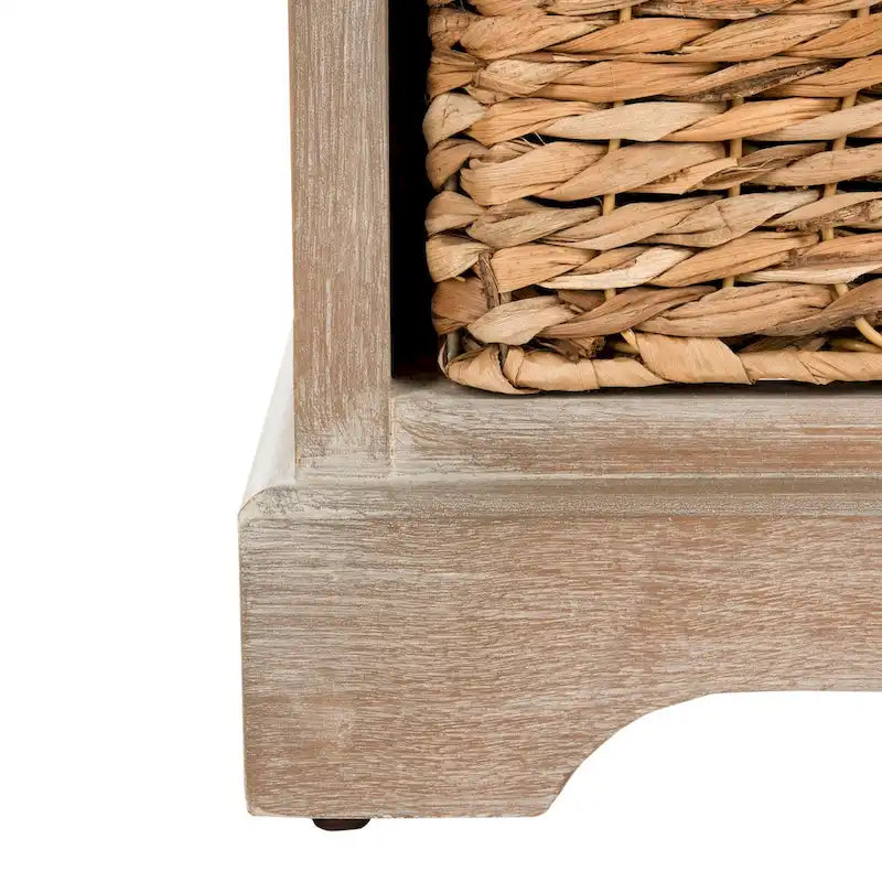 Meuble de rangement haut en pin rouge/fini blanchi avec étagères et surface coulissante