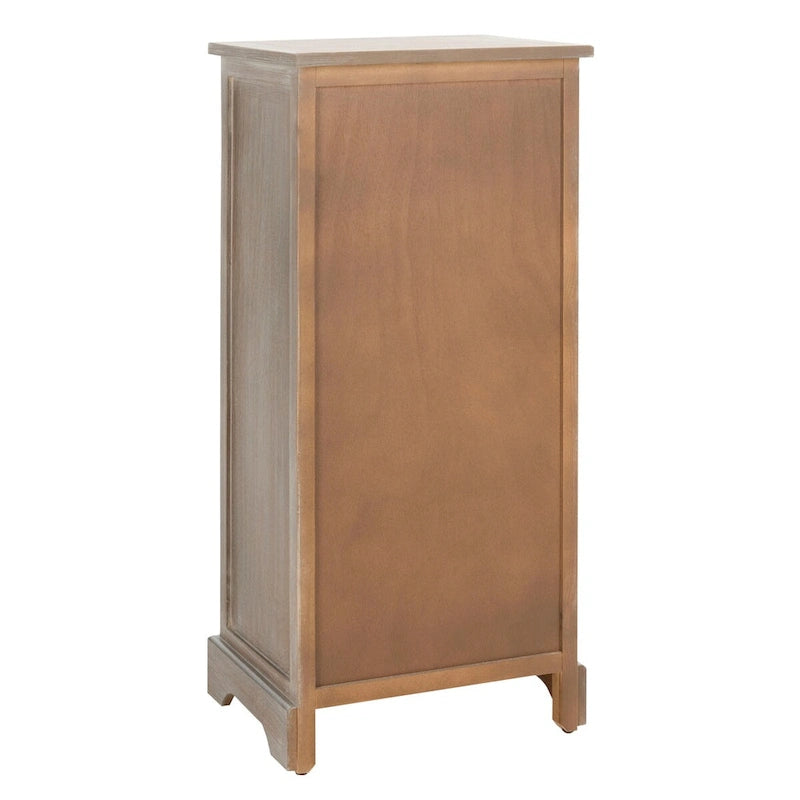 Meuble de rangement haut en pin rouge/fini blanchi avec étagères et surface coulissante