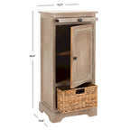 Meuble de rangement haut en pin rouge/fini blanchi avec étagères et surface coulissante