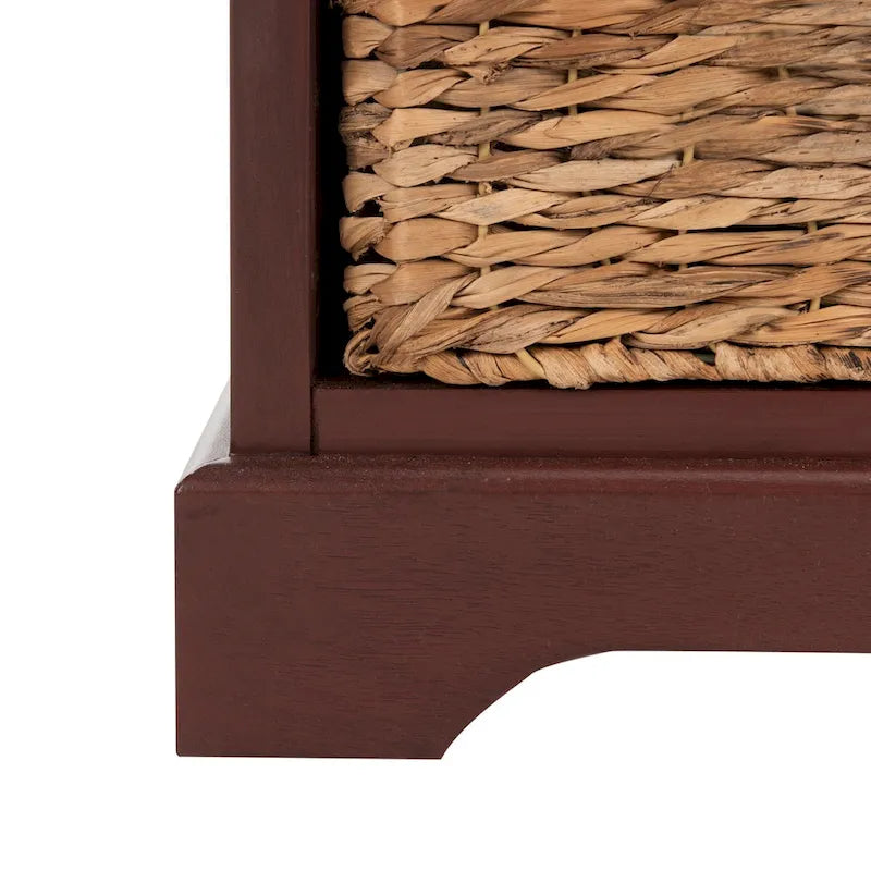 Meuble de rangement haut en pin rouge/fini blanchi avec étagères et surface coulissante
