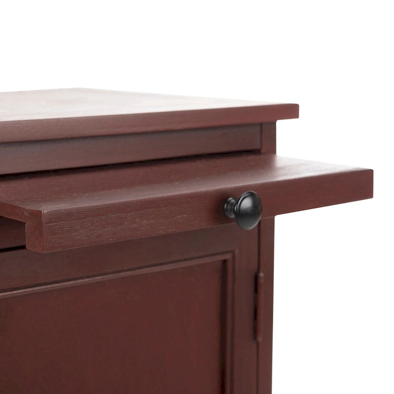 Meuble de rangement haut en pin rouge/fini blanchi avec étagères et surface coulissante