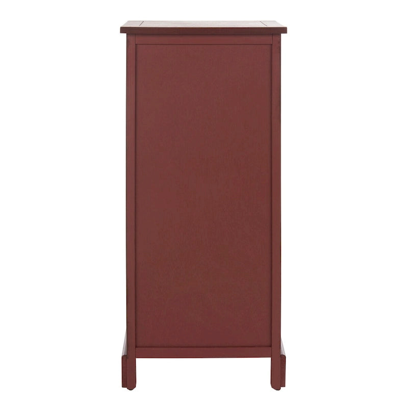 Meuble de rangement haut en pin rouge/fini blanchi avec étagères et surface coulissante
