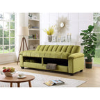 Canapé convertible de salon en tissu matelassé avec dossier cannelé