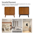 Ensemble de 2 cabinets d'appoint à 2 portes en bois massif noir/noyer, style Mid-Century, avec étagères réglables