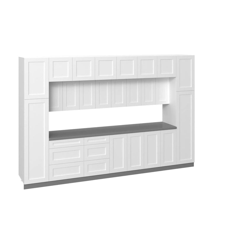 Ensemble d'armoires de cuisine modulaires blanc mat, 3,66 m de large