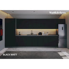 Panneau d'extrémité mural pour armoire de cuisine en aggloméré bleu/marron clair/argent/blanc/noir