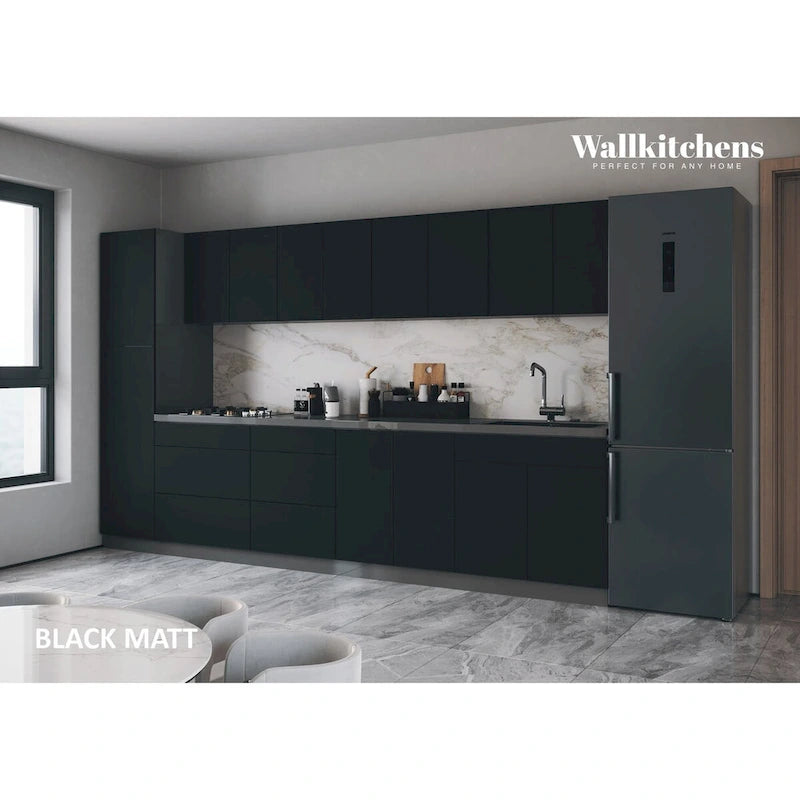 Panneau d'extrémité mural pour armoire de cuisine en aggloméré bleu/marron clair/argent/blanc/noir