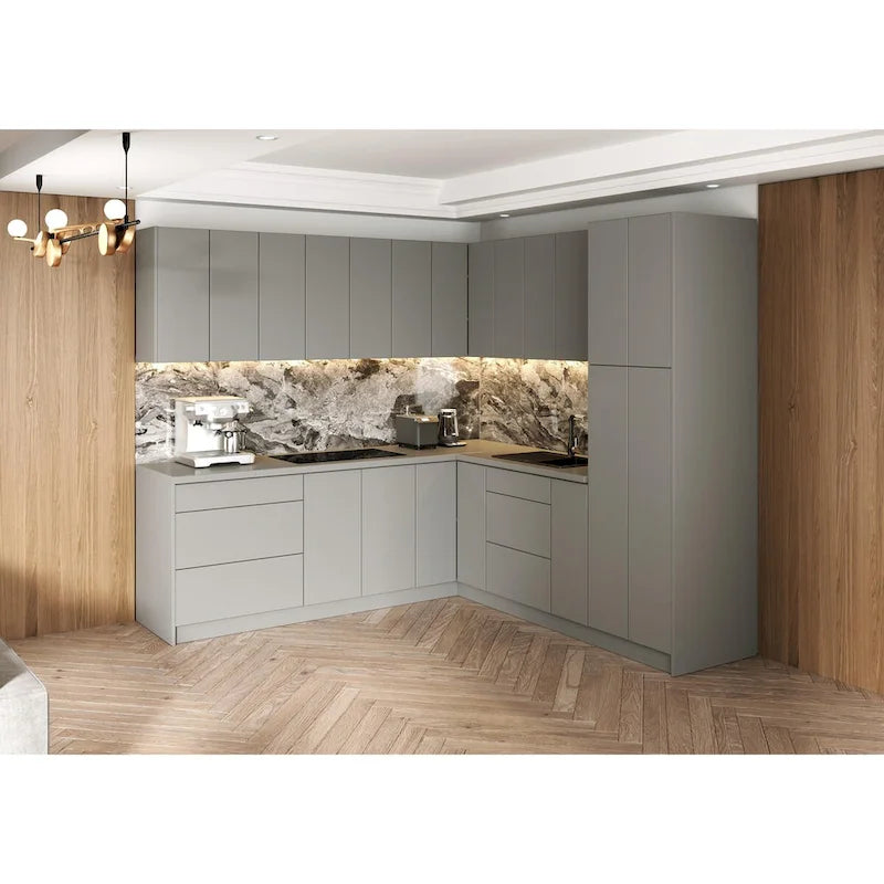 Panneau d'extrémité mural pour armoire de cuisine en aggloméré bleu/marron clair/argent/blanc/noir
