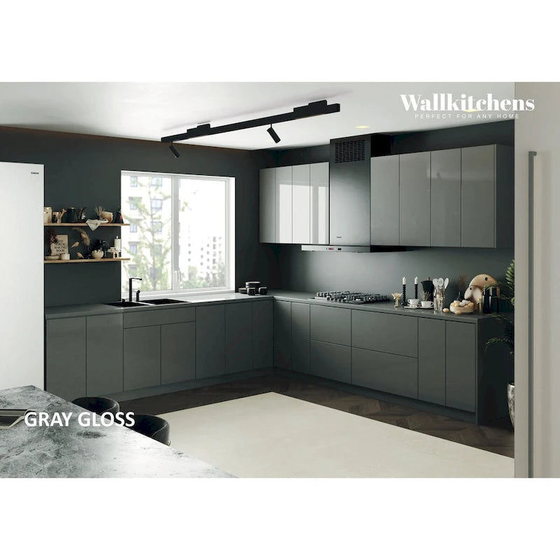 Panneau d'extrémité mural pour armoire de cuisine en aggloméré bleu/marron clair/argent/blanc/noir