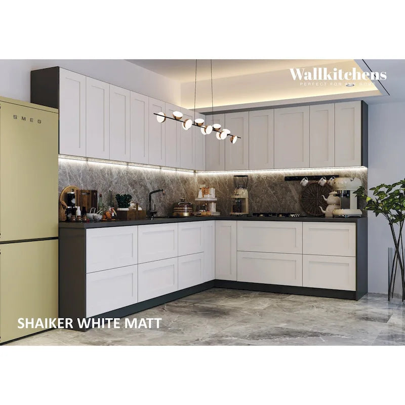 Panneau d'extrémité mural pour armoire de cuisine en aggloméré bleu/marron clair/argent/blanc/noir